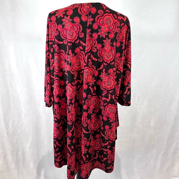 LuLaRoe Lindsay black and red print kimono wrap top size small - Picture 3 of 6